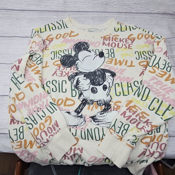 Disney Mickey Mouse Womens Colorful Graffiti Classic Graphic Sweatshirt Top Size - Picture 3 of 4